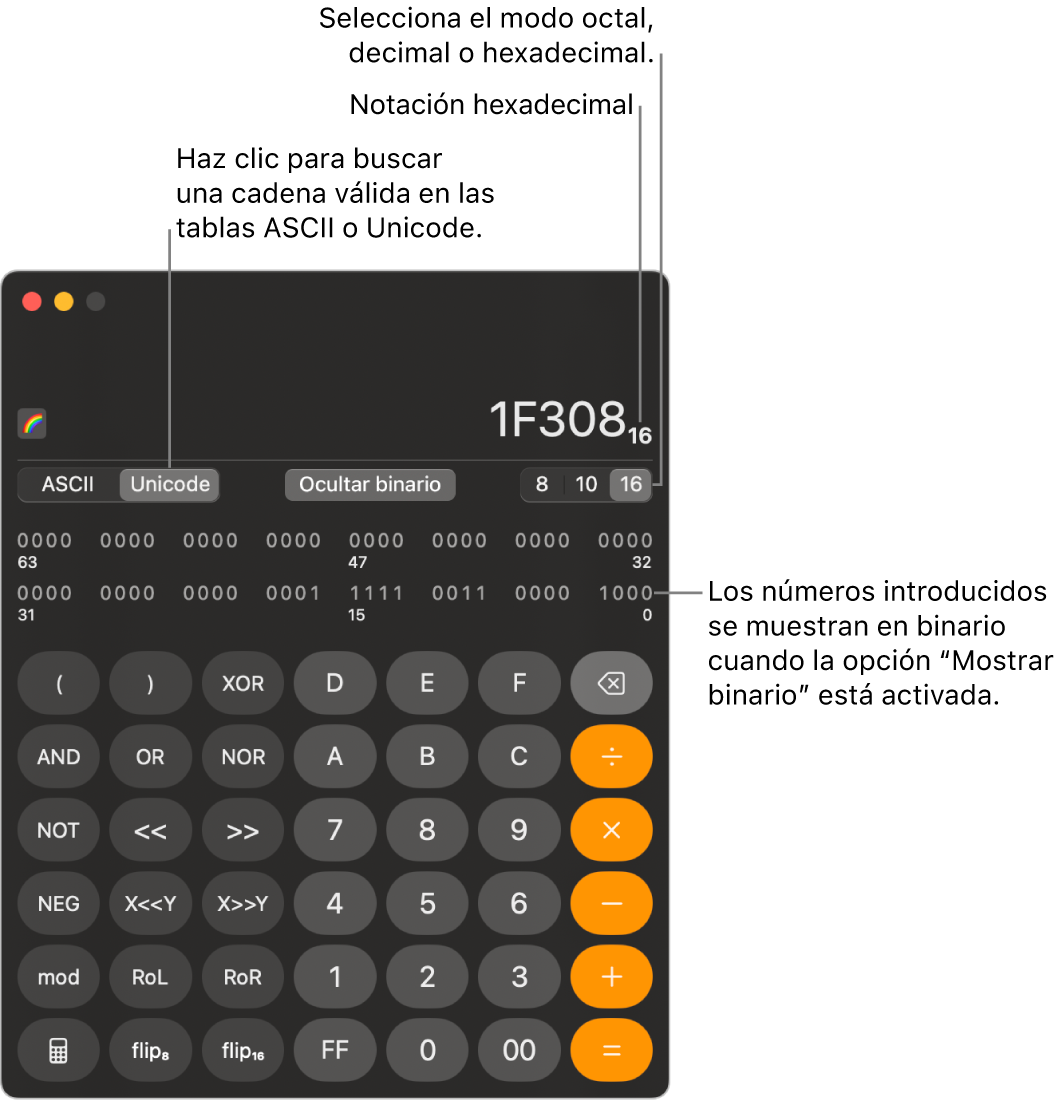 Una calculadora en modo de programación.