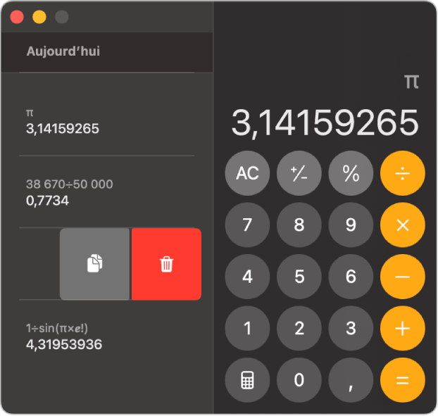 Calculatrice qui affiche l’historique.