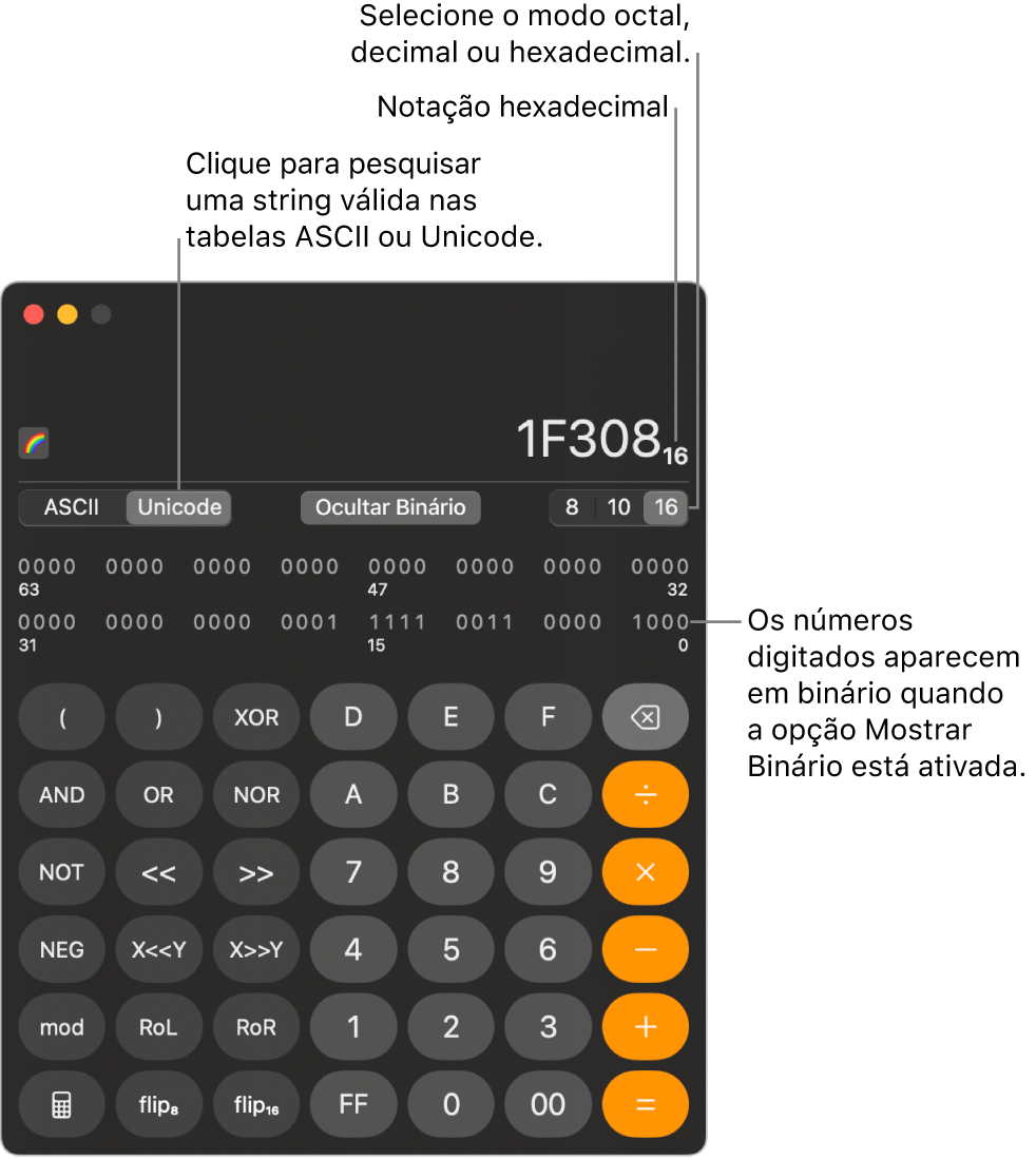 Uma calculadora no modo de programação.