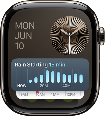 La pila intel·ligent de l’Apple Watch amb les activitats en directe i tres ginys.