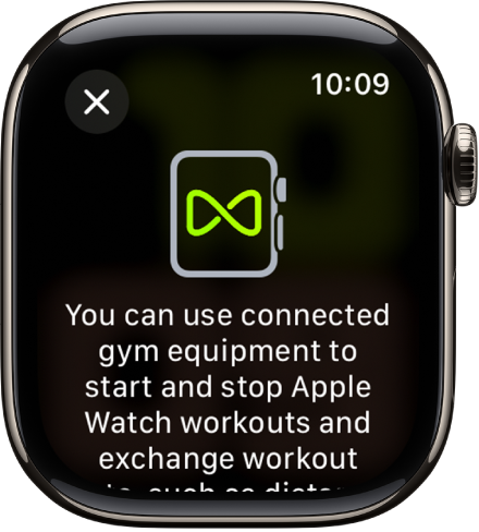 Pantalla d’enllaç que apareix quan s’enllaça l’Apple Watch amb màquines de gimnàs.