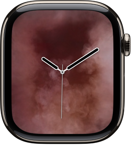 The Vapor watch face showing an analog clock in the middle and vapor around it.