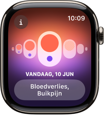 Apple Watch met het scherm 'Cyclus bijhouden'.