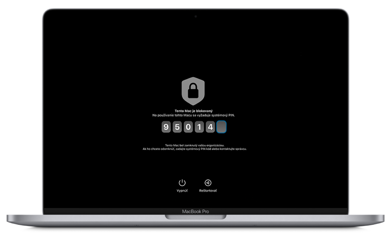 Mac zobrazujúci, že recoveryOS je uzamknutý.