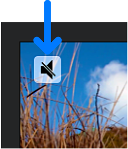 Icône de sourdine dans le coin d’un clip de la timeline.