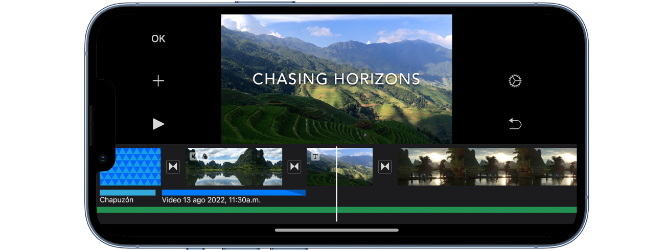 Crear un proyecto de película en iMovie en el iPhone.