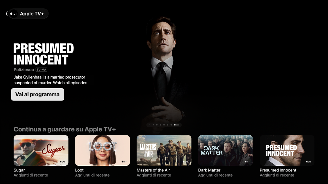 Schermata mostrante Apple TV+