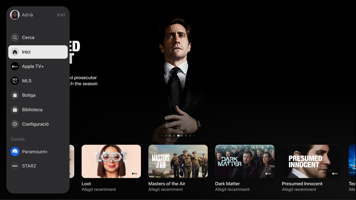 Pantalla en què es mostra l’Apple TV+.