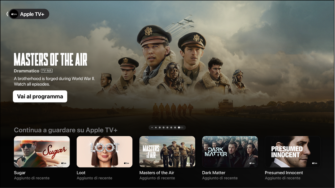 Schermata mostrante l’app Apple TV+