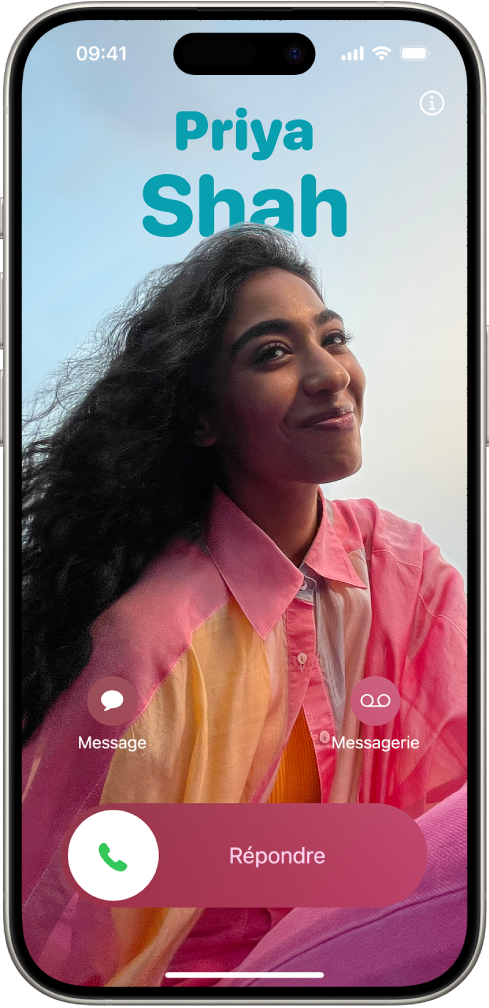 L’écran d’appel de l’iPhone avec une affiche de contact unique.