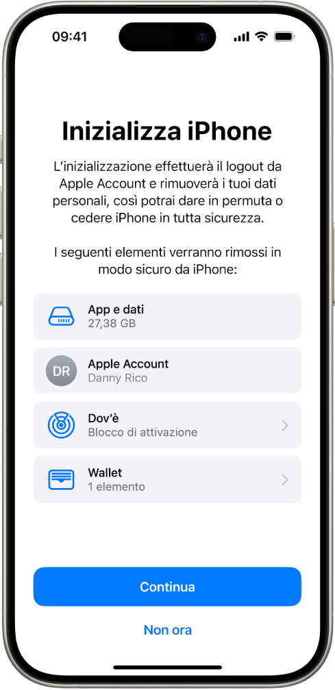 La schermata di inizializzazione di iPhone.