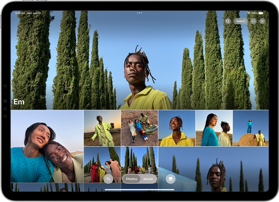 A people collection is open in the People & Pets section of the Photos app, showing videos and photos of that person.