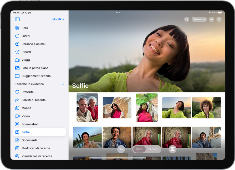 La raccolta Selfie è aperta nell’app Foto.