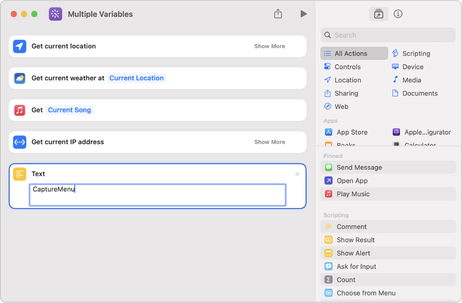 Selectable Variables shortcut editor.