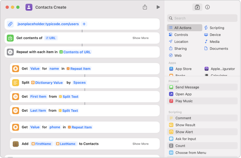 A shortcut showing the Split Text actions.