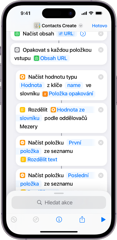 Zkratka zobrazující akce „Rozdělit text“.