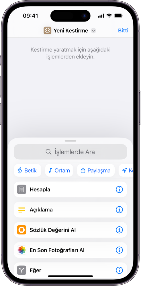 iPhone’da boş kestirme düzenleyici.