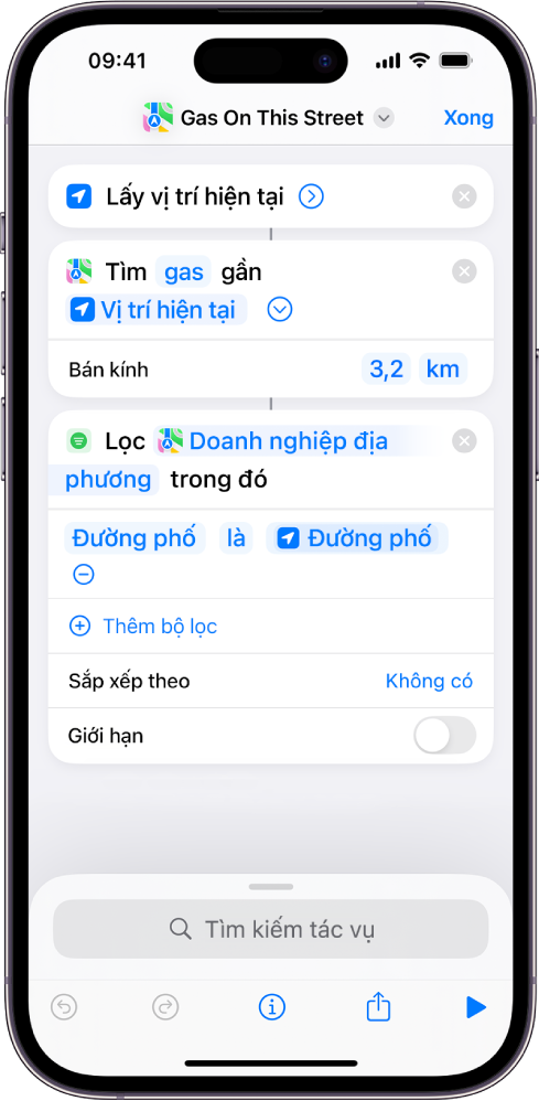 Lọc vị trí khi trong trình sửa phím tắt.