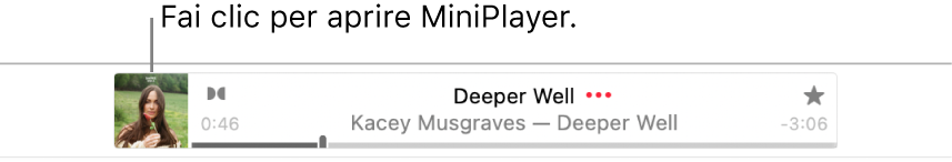 Fai clic sull’illustrazione dell’album a sinistra del banner per aprire Mini Player.