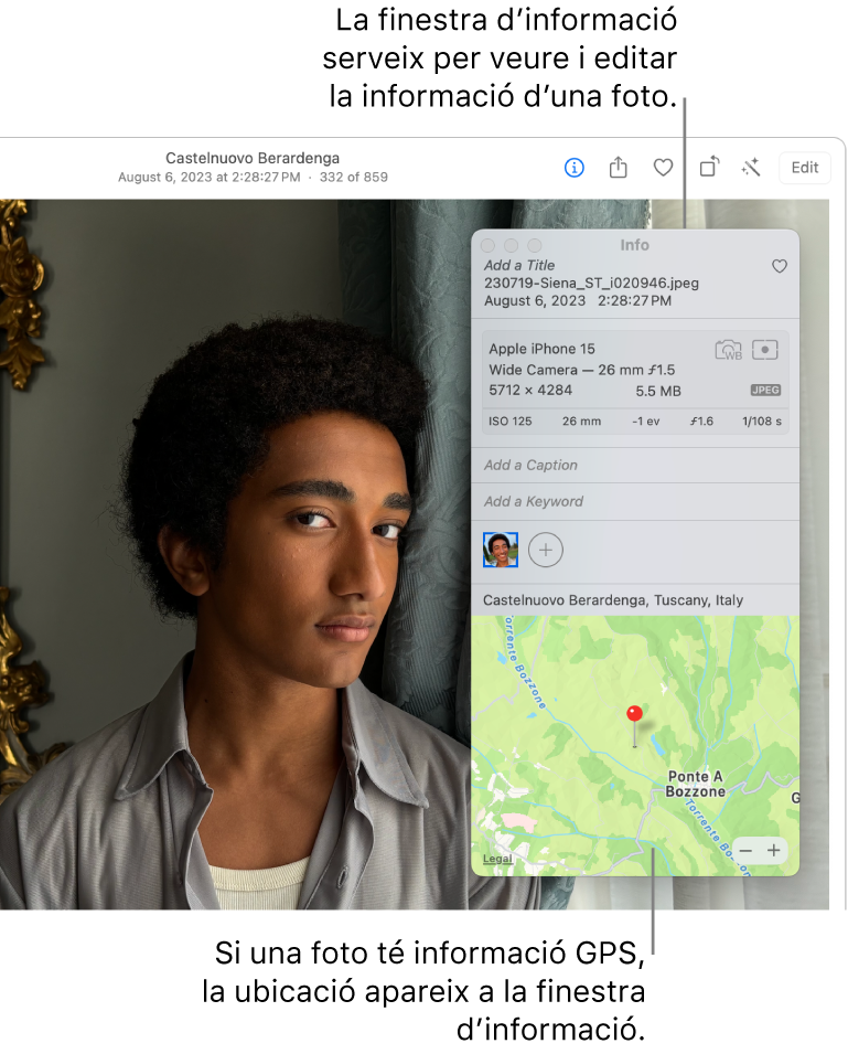 La finestra Informació d’una foto.
