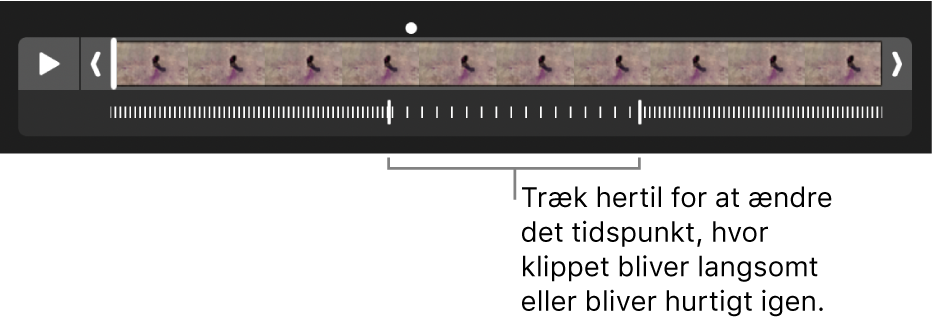 En video i slowmotion med håndtag, du kan trække for at ændre det punkt, hvor videoen bliver langsommere og derefter hurtigere.