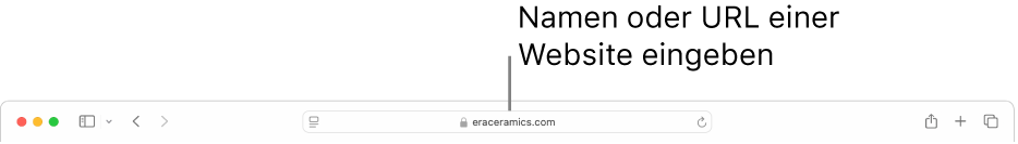 Das intelligente Suchfeld von Safari, in dem du den Namen oder die URL einer Website eingeben kannst.