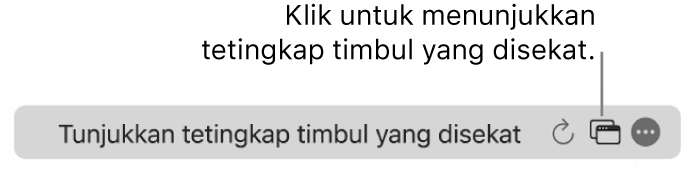 Medan Carian Pintar dengan ikon untuk menunjukkan tetingkap timbul yang disekat.