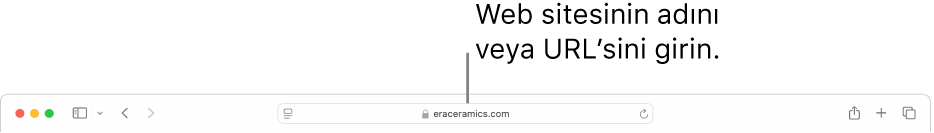 Web sitesinin adını veya URL’sini girebileceğiniz Safari akıllı arama alanı.