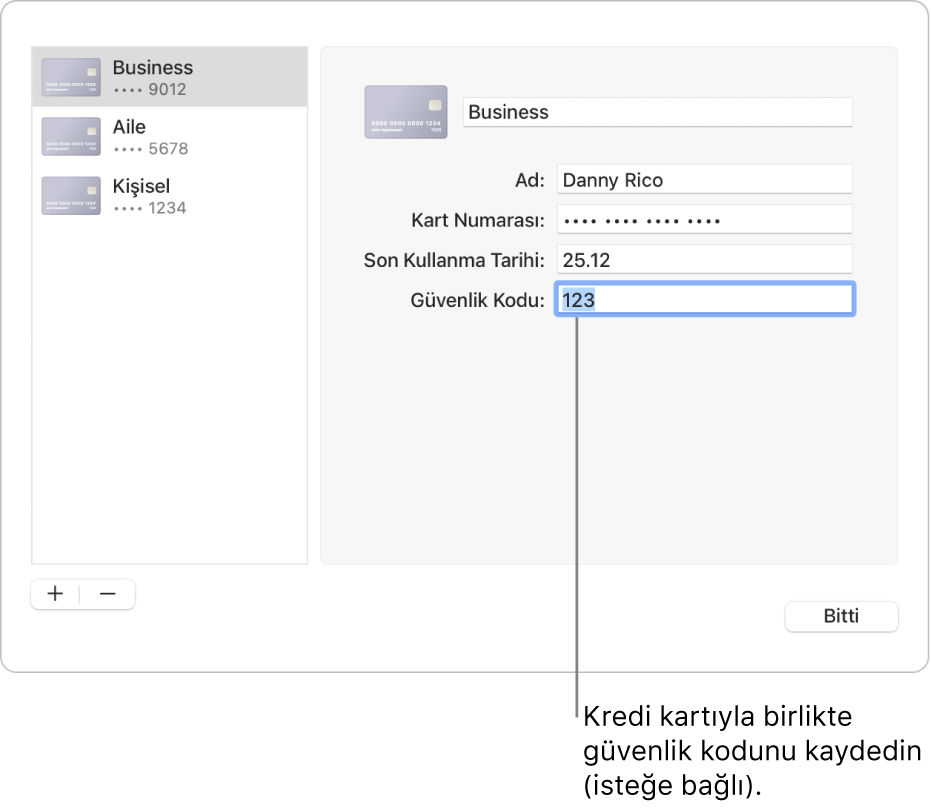 Adın, kart numarasının, son kullanma tarihinin ve güvenlik kodunun girilebileceği alanlarla bir kredi kartı formu.