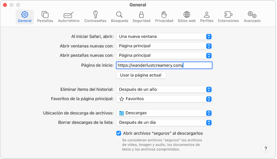 El campo de búsqueda inteligente de Safari, donde puedes escribir el nombre o la URL de un sitio web.