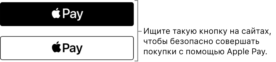 Кнопка, отображаемая на веб-сайтах, которые принимают оплату Apple Pay.