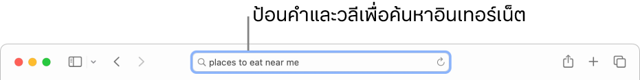 ช่องค้นหาอัจฉริยะของ Safari ที่ซึ่งคุณสามารถป้อนคำและวลีเพื่อค้นหาในอินเทอร์เน็ตได้