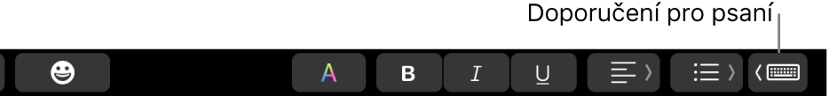 Tlačítko Doporučení pro psaní na Touch Baru
