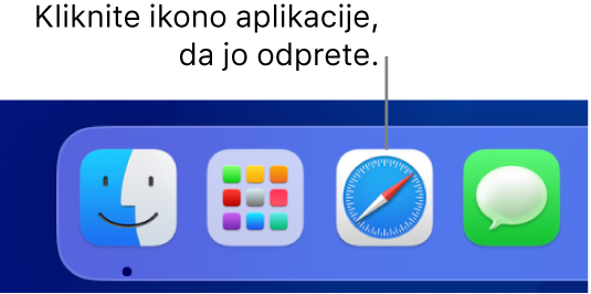 Ikona Safarija v vrstici Dock.