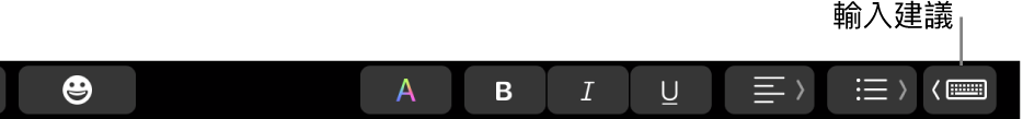 觸控欄中的「輸入」建議按鈕。