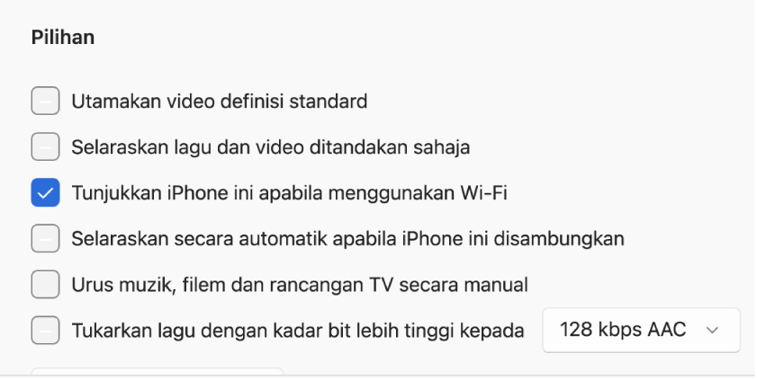 Pilihan penyelarasan untuk mengurus kandungan.