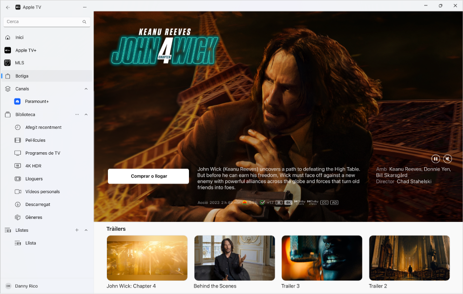 L’app Apple TV amb més informació sobre una pel·lícula de la botiga.