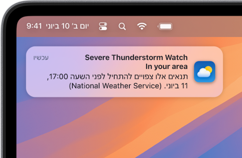 עדכון המציג התראה משירות מזג האוויר האמריקאי הלאומי לגבי סופת רעמים קיצונית.