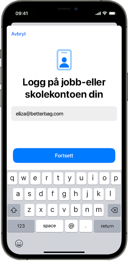 En iPhone-skjerm som viser grensesnittet for brukerregistrering.