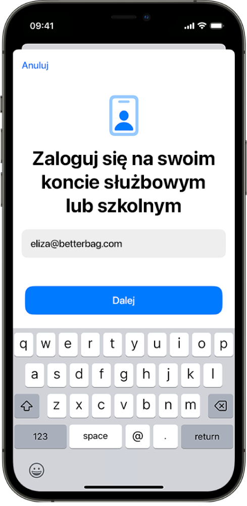 Ekran iPhone’a z interfejsem rejestracji dokonywanej przez użytkownika.