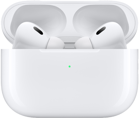 AirPods Pro 2 dans leur étui de recharge.