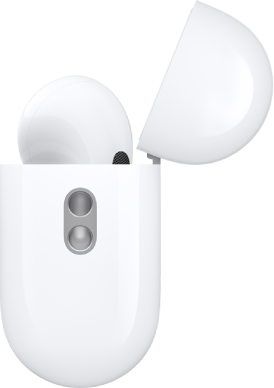 AirPods Pro 2 充電盒的側面，顯示可連接掛繩的扣環。