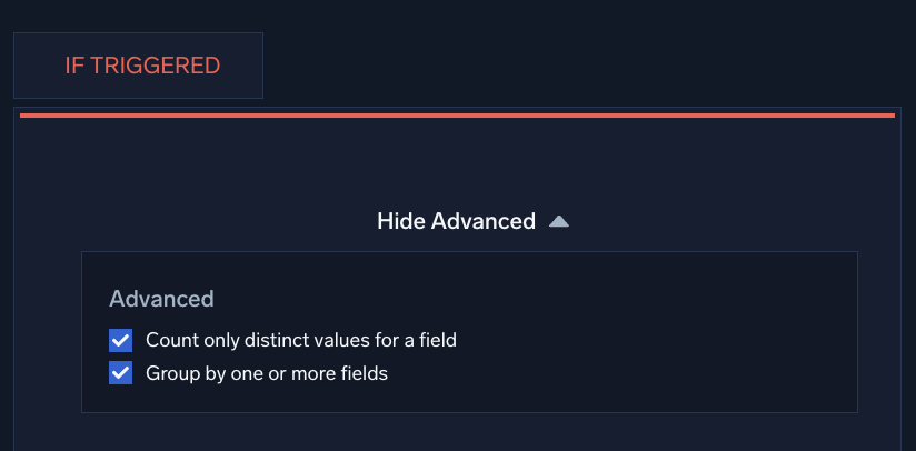 Advanced section of threshold rule