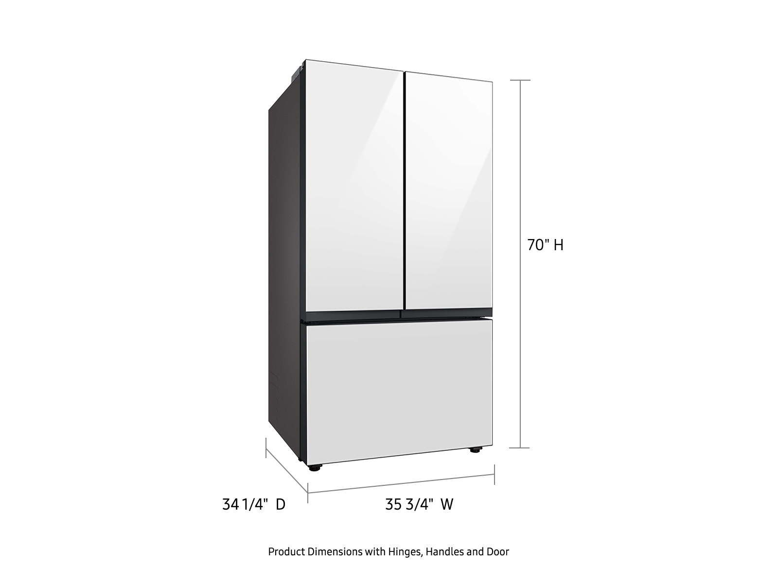 Thumbnail image of Bespoke 3-Door French Door Refrigerator 30 cu. ft. in White Glass with AutoFill Water Pitcher