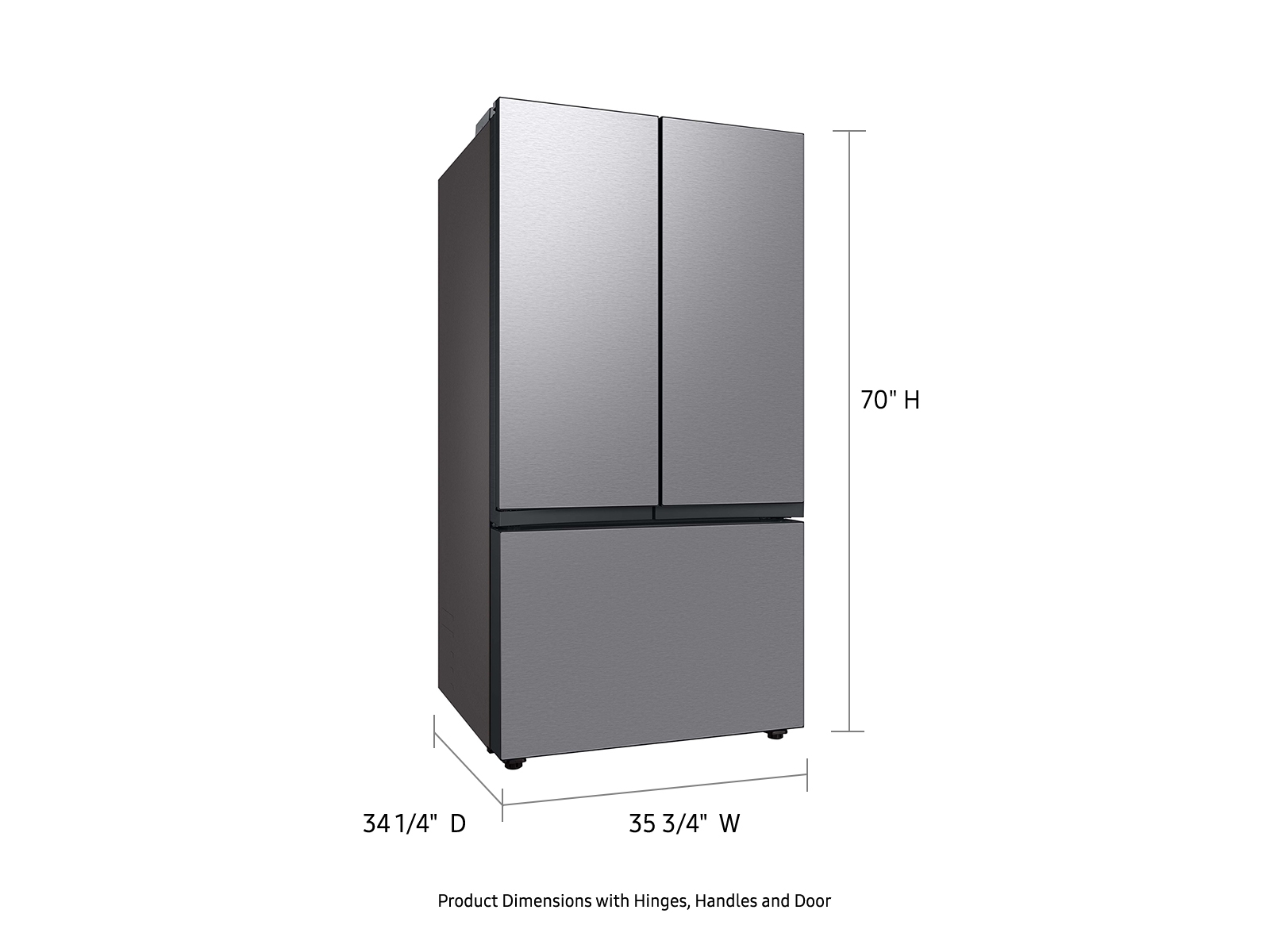 Thumbnail image of Bespoke 3-Door French Door Refrigerator (30 cu. ft.) with Beverage Center™ in Stainless Steel