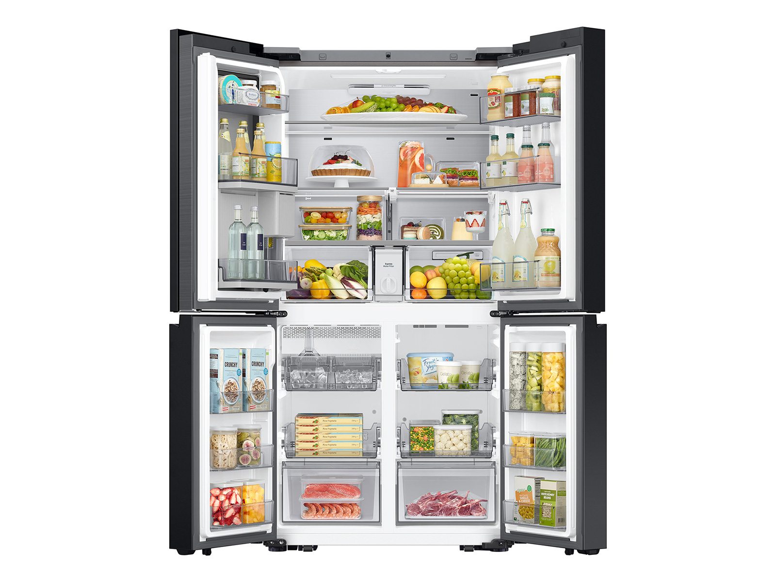 Thumbnail image of Bespoke 4-Door Flex™ Refrigerator (29 cu. ft.) with AI Family Hub™+ and AI Vision Inside™ in White Glass