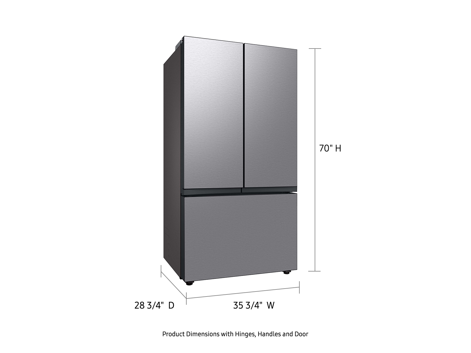 Thumbnail image of Bespoke 3-Door French Door Refrigerator (24 cu. ft.) with Beverage Center™ in Stainless Steel