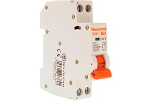 MeanWell Interruptor magnetotérmico Curvo C, 1P+N 6kA, Slim 1 módulo DIN, Miniature Circuit Breaker, MCB 1P+N C16 16A