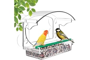 OFFCUP Comedero Pajaros Ventana, 1PCS Comedero para Pájaros Acrílico Transparente, Pajaros Exterior con 4 Potentes Ventosas e