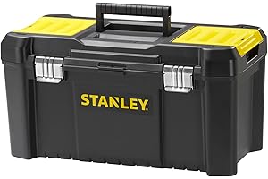 STANLEY Caja de Herramientas Essential, Dimensiones:48,2 x 25,4 x 25 cm, Cierres Metálicos, Asa Ergonómica, Organizadores en 